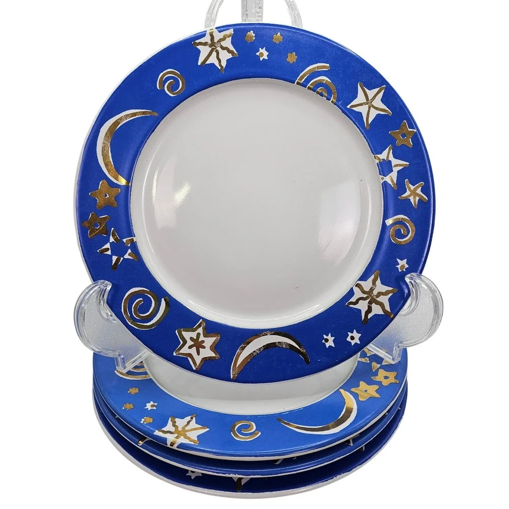 Montgolfier Marianne Rachline French Celestial‎ Plates Set of 4 Stars Moon 8.5